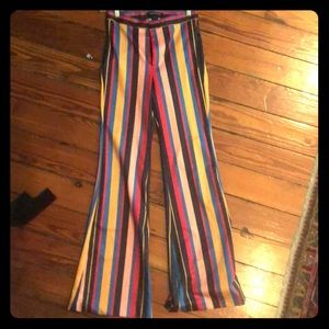 Rainbow striped pants, high rise sz S NWOT